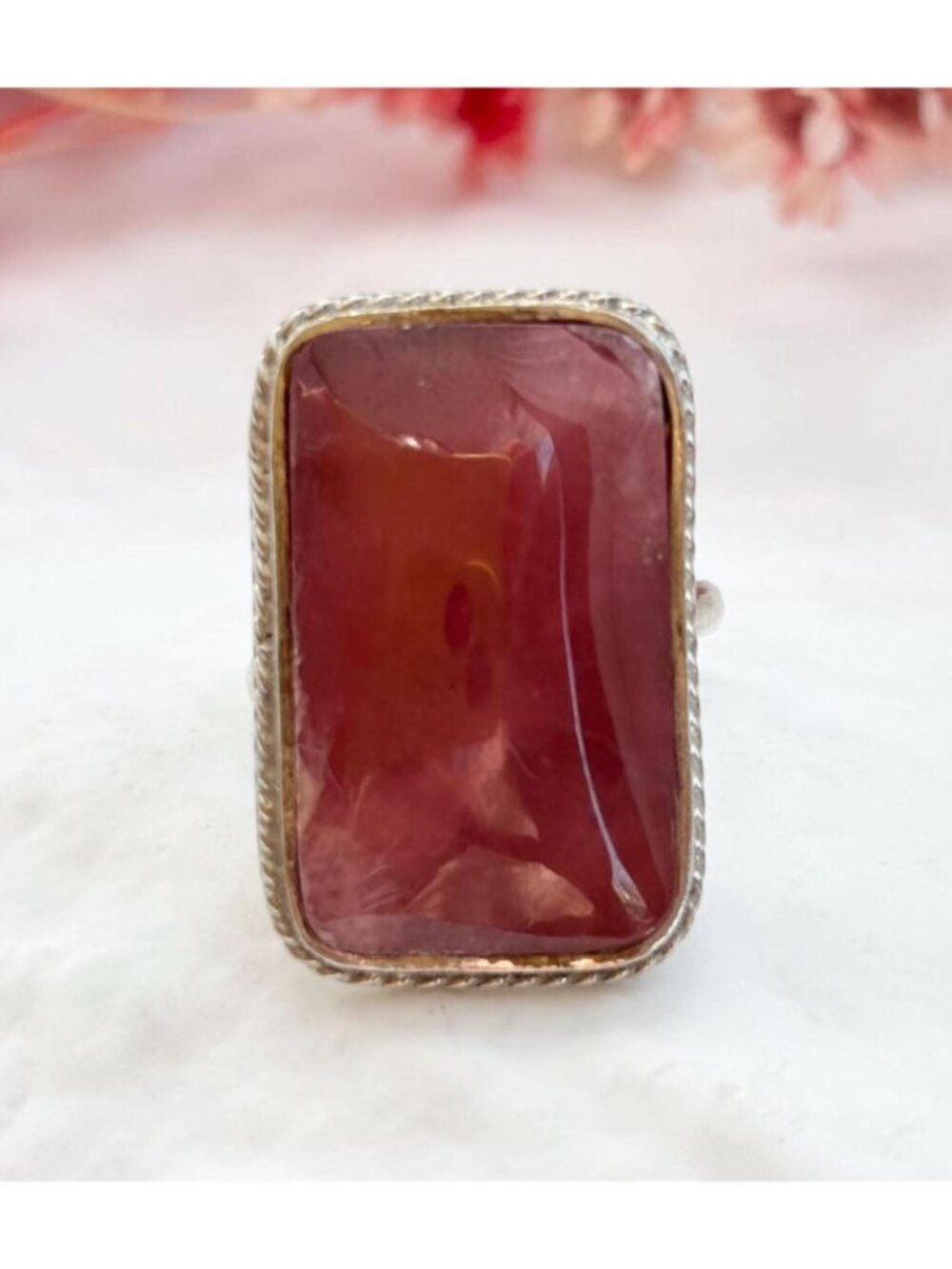 Carnelian Gemstone Minimalist Sterling Silver 925 Vintage Ring - sz 6.25